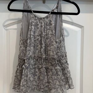 Joie Gray Patterned Sleeveless Blouse